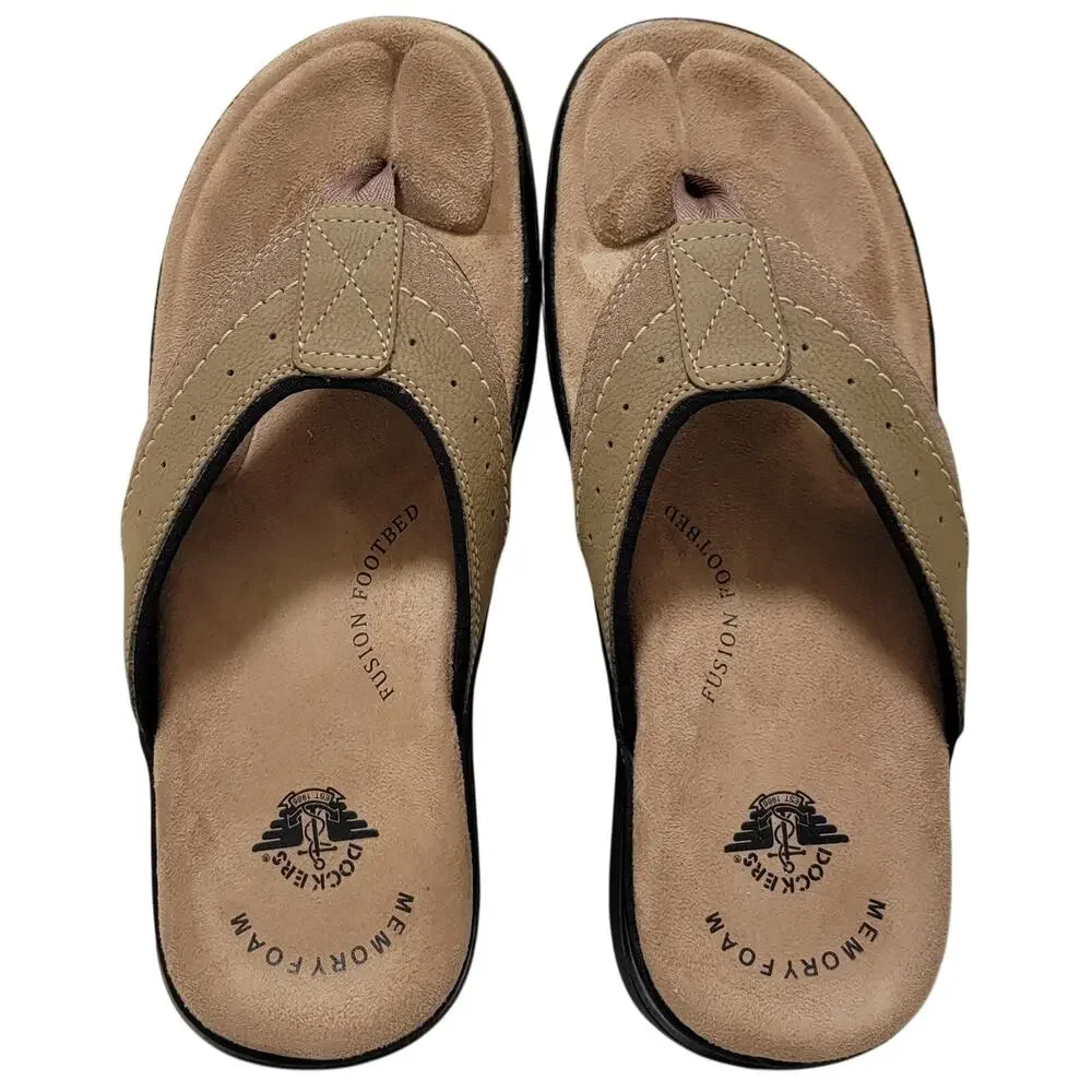 Dockers Men Laguna Beach Pool Flip Flop Thong Sandals Size US 8M Dark Tan Brown